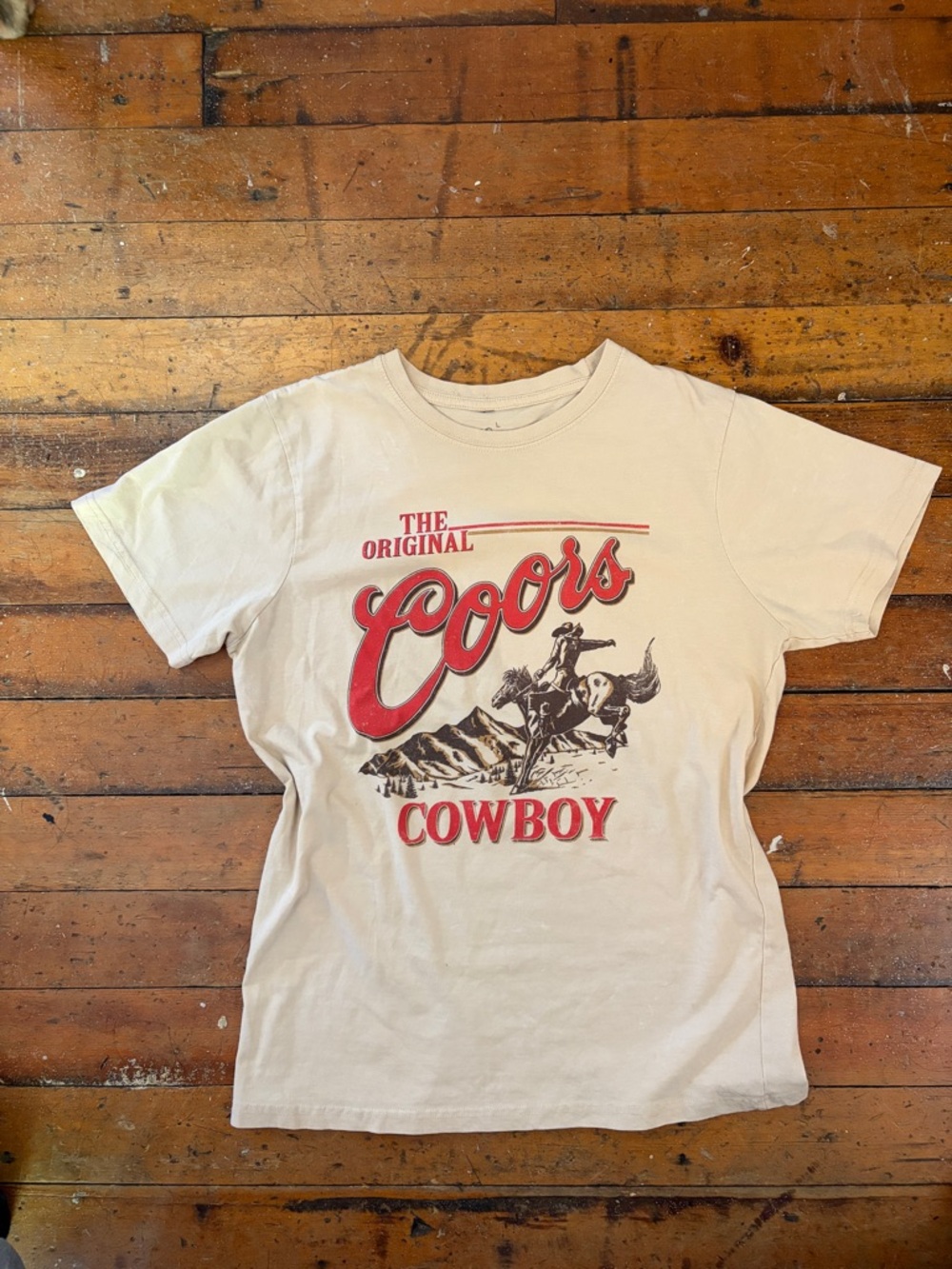 Coors cowboy cotton graphic western beer tee size lage